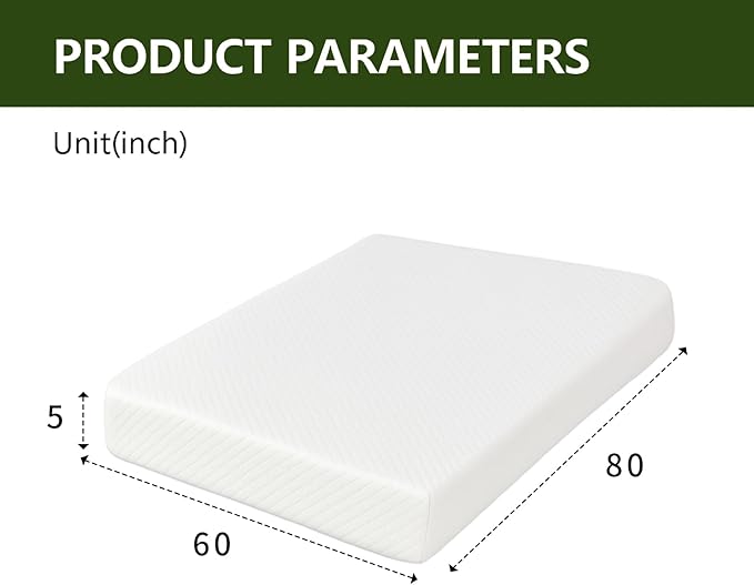 5 Inch Queen Size Mattress in a Box,Memory Foam Mattress for Comfort Sleep, Cooling Night Sleep & Pressure Relief, Ships Compressed (5", Queen)