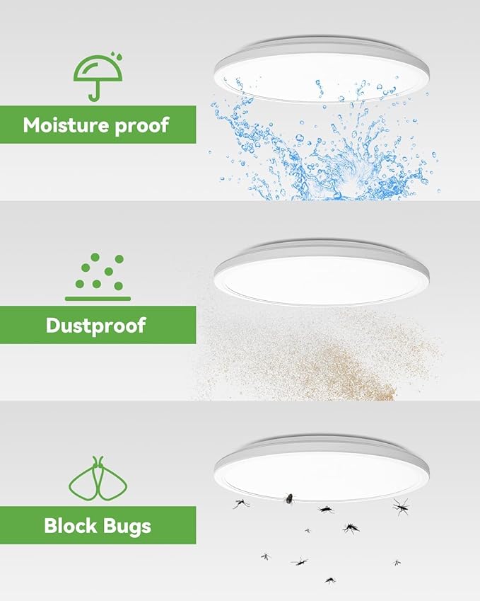 Zemty 4Pack 12 Inch LED Flush Mount Light, 28W 3200lm Super Slim Ceiling Light Fixtures, 3000K/4500K/6000K Selectable Ceiling Lamp for Bedroom, Bathroom, Kitchen, Living Room (White)