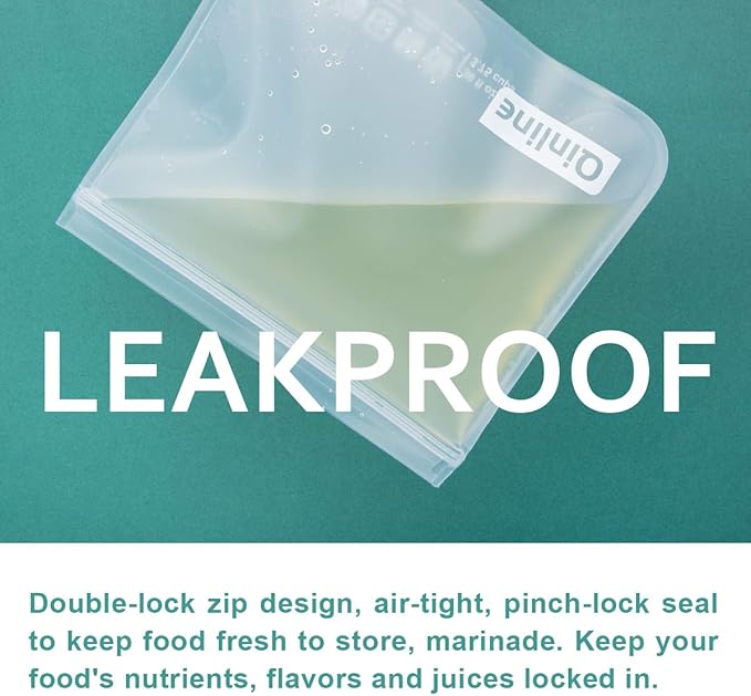 Reusable Food Storage Bags - 10 Pack Freezer Bags, Reusable Bags Silicone, Extra Thick Leakproof Reusable Lunch Bag for Salad Fruit Snack Travel - 2 Gallon 4 Sandwich 4 Snack Bags