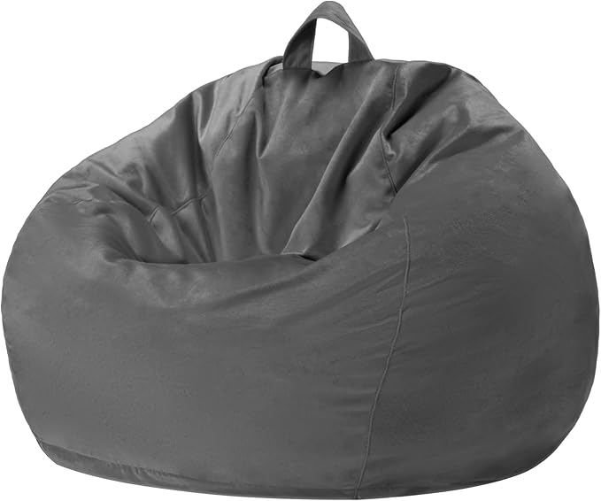 Homguava 2FT Bean Bag Chair: 2' Bean Bags with Memory Foam Filled,Comfy Beanbag Chairs Round Bean Bag Sofa with Dutch Velvet Cover-Grey