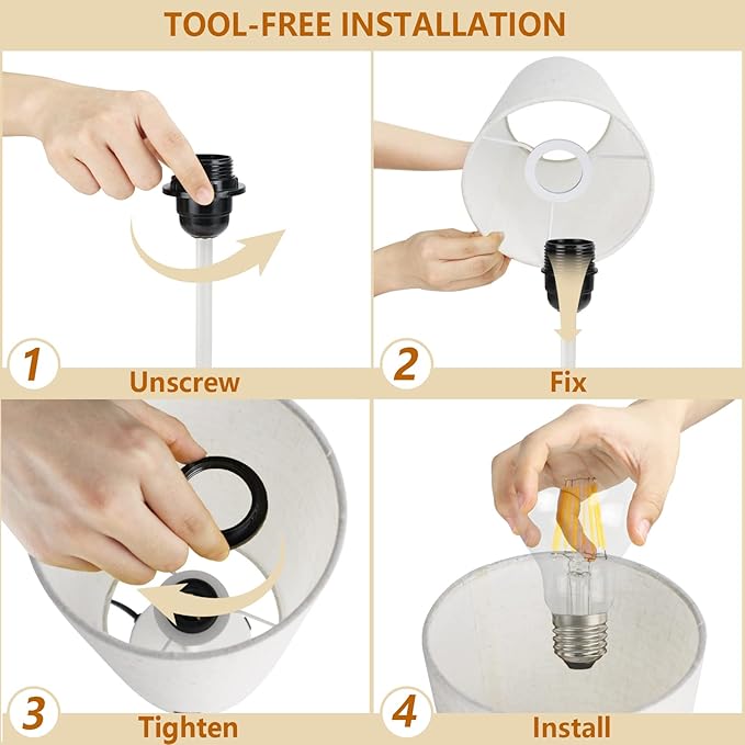 HiBay 17.75" H Dimmable LED Bedside Table Lamps Set of 2 with USB Charging Ports & AC Outlet, Modern White Nightstand Lights for Bedroom, Office, Living Room, Kids Room, E26 Bulb Included