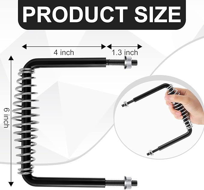 Dunzy 2 Pieces 6" Steel Spring Handle 5" Wide Overall with 1/2" Steel Rod for BBQ Pits Trailers Custom Metal Projects Wood Stove Handles Replacement Grill Barbecue Tool Sets(Black)