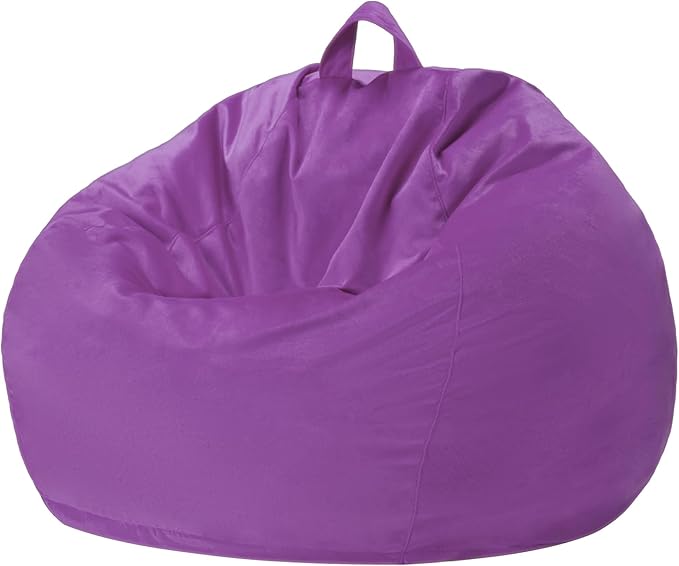 Homguava 2FT Bean Bag Chair: 2' Bean Bags with Memory Foam Filled,Comfy Beanbag Chairs Round Bean Bag Sofa with Dutch Velvet Cover-Purple