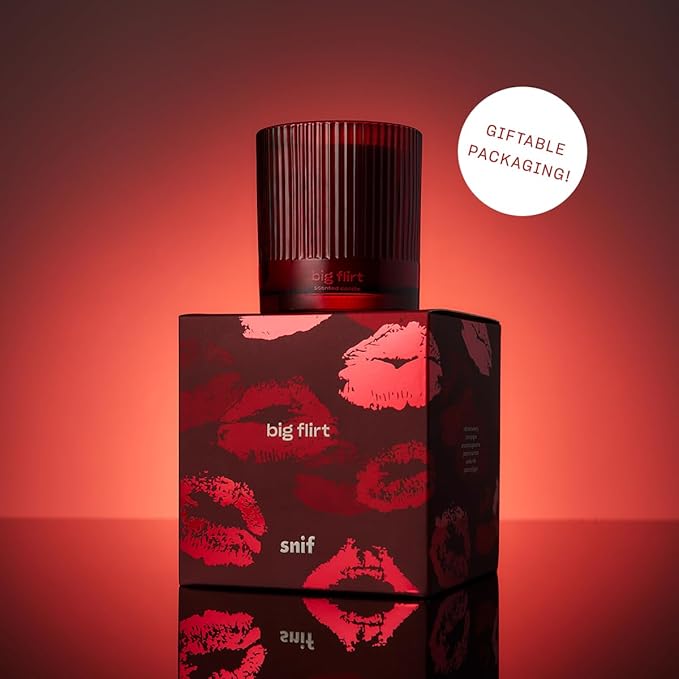 Big Flirt Luxury Scented Candle by Snif, Valentine's Day Candle, 50+ Hours, 100% Cotton Fiber Wicks, Soy Wax Blend, Non-Toxic, Vegan, 8.5 oz