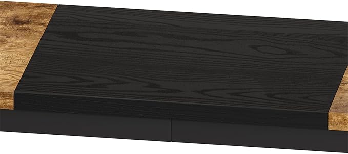 Harper & Bright Designs 4-Piece Dining Table Set, 60.2" L Wood Dining Table with 3 Stools and Metal Frame for Kitchen Dining Room, Convenient Hanging Stool Design, Natural+Black