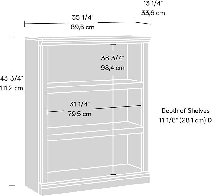 Sauder 3 Tier Book Shelf Wooden Bookcase Multipurpose Bookshelf for Home Office, Living Room, in Glacier Oak