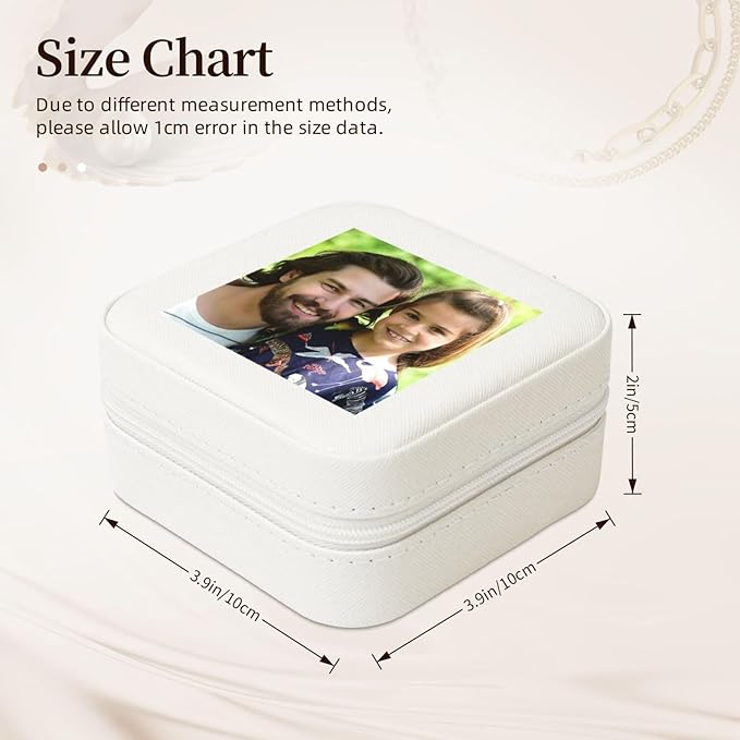 Personalized Jewelry Box Gifts for Women - Custom Jewelry Organizer with Image Text Logo - Customized Travel Leather Jewelry Case for Mom Wife Wedding Girls