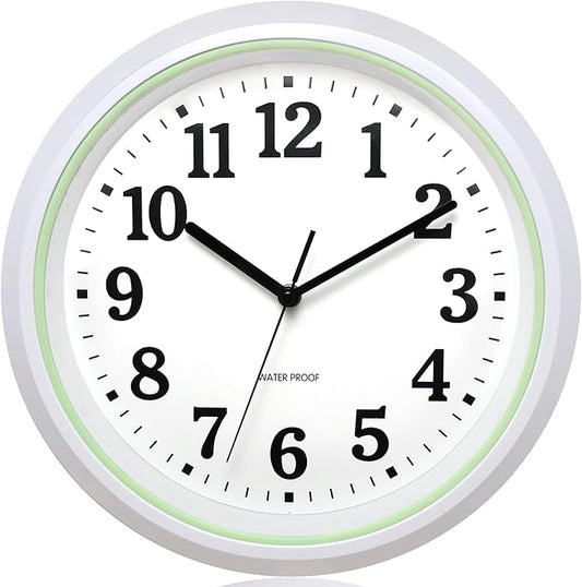 Caysie 12 Inch Sealed Indoor Outdoor Waterproof Wall Clock, Durable Silent Non-Ticking Battery Operated Quality Quartz Round Clock, Wall Decorative for Patio, Pool, Bathroom (Green)