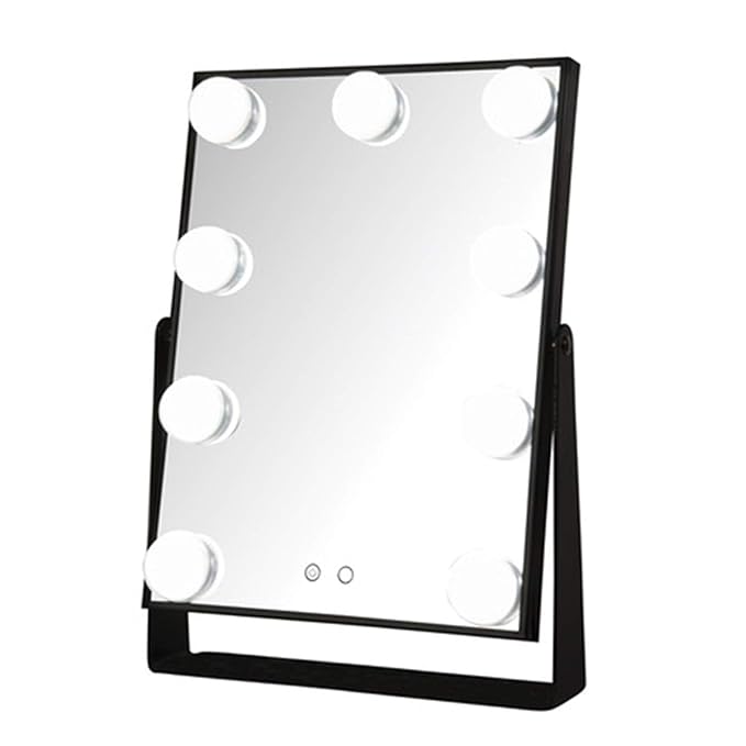 JERDON Lighted Vanity Makeup Mirror with Large Dimmable Bulbs and 3-Color Lighting - Model JHW100B