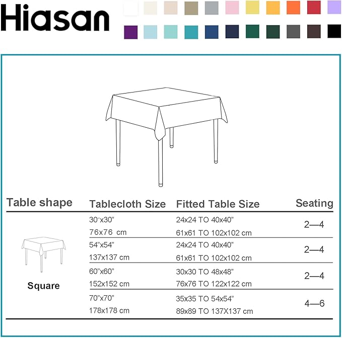 Hiasan Light Yellow Tablecloth Square - Waterproof and Wrinklr Resistant Washable Polyester Fabric Table Cloth for Dining Room and Outdoor Use, 30 x 30 Inch