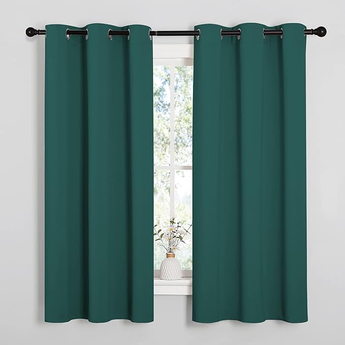 NICETOWN Thermal Insulated Solid Grommet Blackout Curtains/Drapes/Panels for Dining Room (Hunter Green, 1 Pair, 42 by 63-Inch)