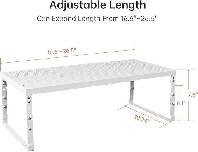 Cabinet Shelf,Expandable Adjustable Stackable Kitchen Organizer,for cabinets, Kitchens, countertops, bathrooms Shelf Organizer(3Packs/White,Large)