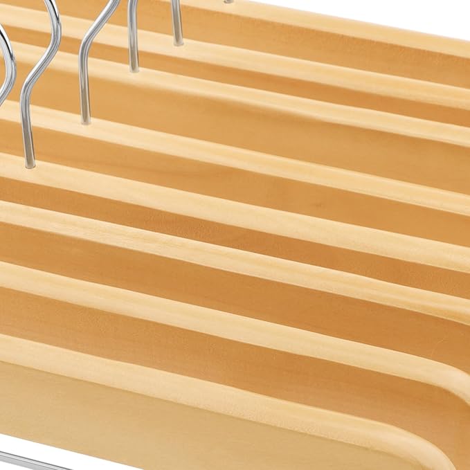 SONGMICS Wooden Pants Hangers 8 Pack, Pants Hangers with Adjustable Anti-Rust Metal Clips, 360° Swivel Hook, Skirt Hangers for Pant, Skirts, Natural Grain UCRW008-8