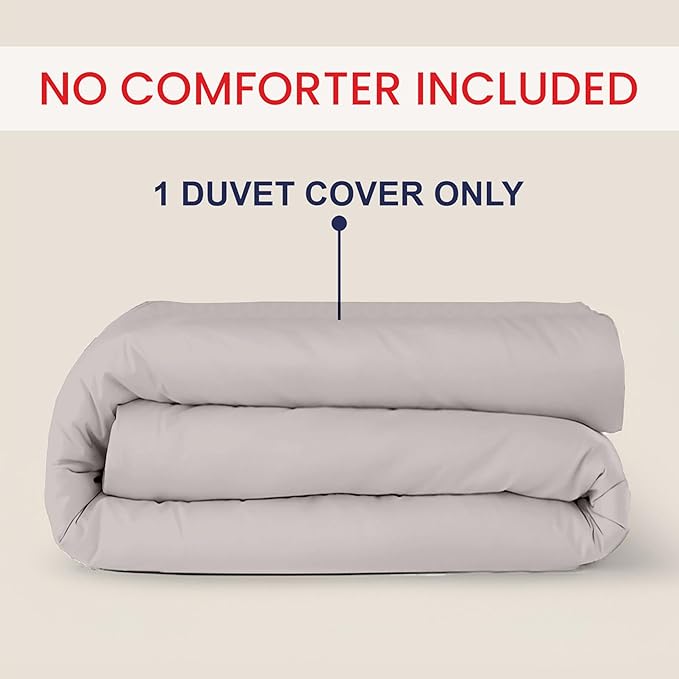 Kotton Culture 1 Pc Queen Size Duvet Cover Only -100% Egyptian Cotton Sateen 600 Thread Count Ultra Soft Premium Durable Comforter Cover Zipper Closure & Corner Ties (Light Grey, Queen/Full 90" X 90")