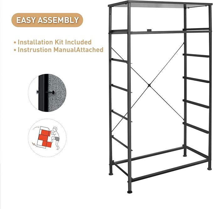 Tall Dresser for Bedroom, Vertical Storage Organizer Tower with 7 Drawers, Chest of Drawers with Fabric Bins, Steel Frame, Wood Top for Bedroom, Closet, Entryway- Brown