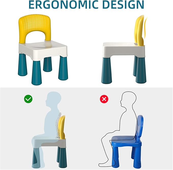 burgkidz Plastic Kids Chair, Durable and Lightweight, 9.3" Height Seat, Indoor or Outdoor Use for Ages 2 and Up (Macaron)