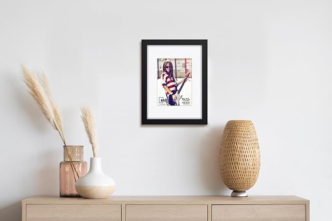 RPJC 9 x 12 Picture Frames Made of Solid Wood and High Definition Glass Display Pictures 6x8 with Mat or 9x12 Without Mat for Wall Mounting Photo Frame White