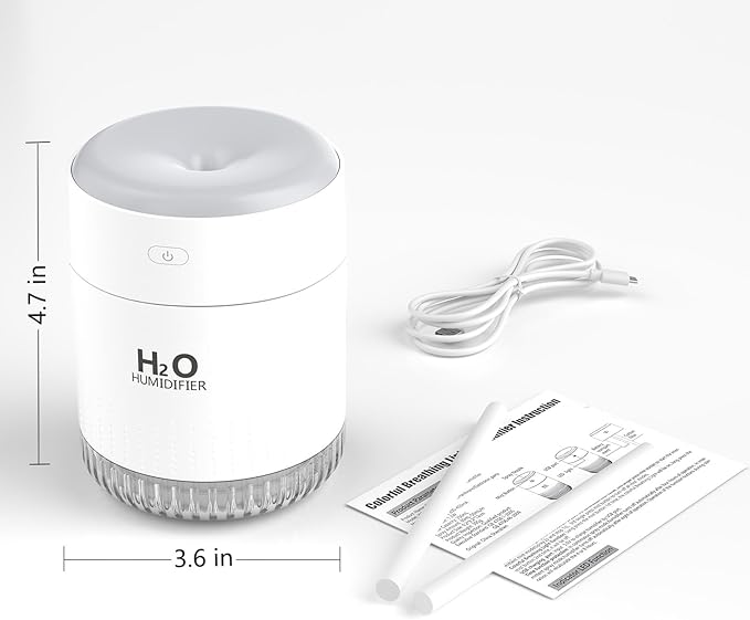 Portable Mini Humidifier, Auto Shut-Off, 2 Mist Modes, Quite, Small Humidifiers for Bedroom Travel Office Desk Plants(White)