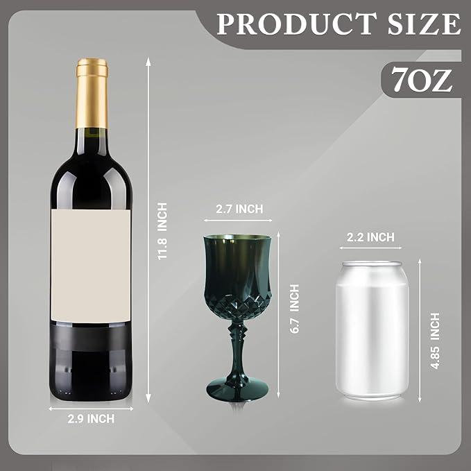 Plastic Wine Glasses，Plastic Goblets Vintage Style Cordial Drinking Glasses for Wedding Reception, Grand Event Party Supplies (12, Black)