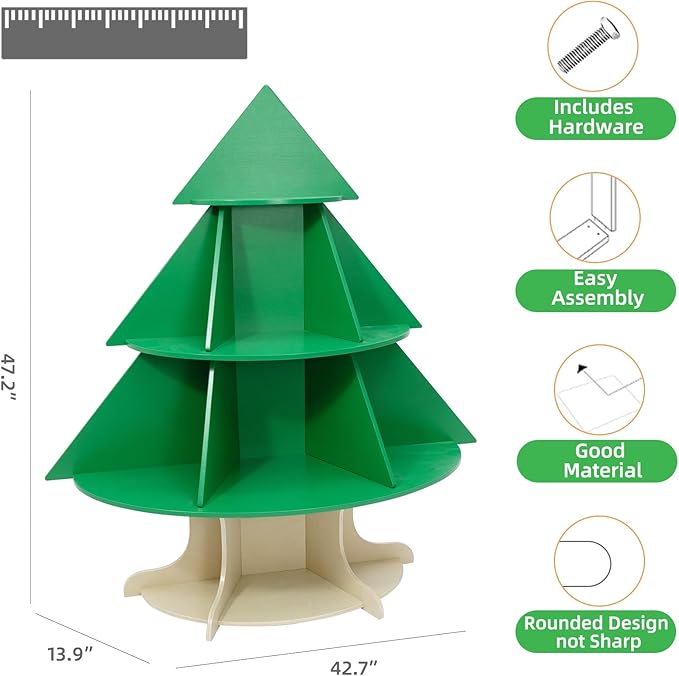 WOOD CITY Kids Bookshelf and Toy Storage Organizer, 2 in 1 Solid Wooden Children Tree Bookcase and Toy Shelf Toddler Storage Display Bookshelf for Kids Room Playroom Bedroom Study Easy Assembly