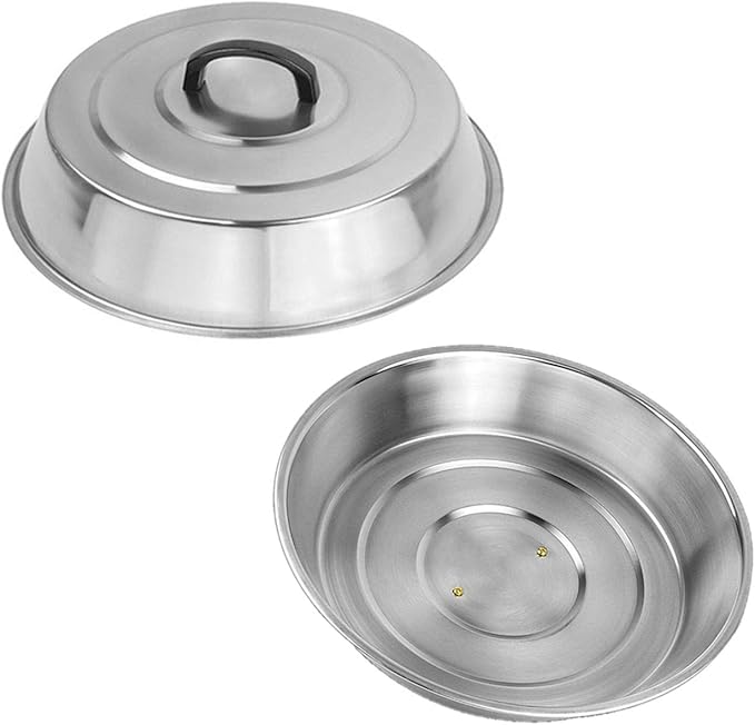 BBQ Accessories 12 Inch Round Stainless Steel Basting Cover - Cheese Melting Dome Round Cast Iron Grill Press Kit for Hamburger Bacon Steak, Best fits for Blackstone Camp Chef Flat Top Griddle Grill
