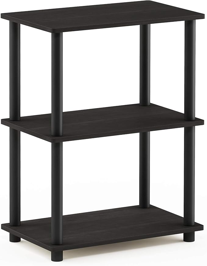 Furinno Turn-N-Tube No Tool 3-Tier Storage Shelf, Narrow, Espresso/Black