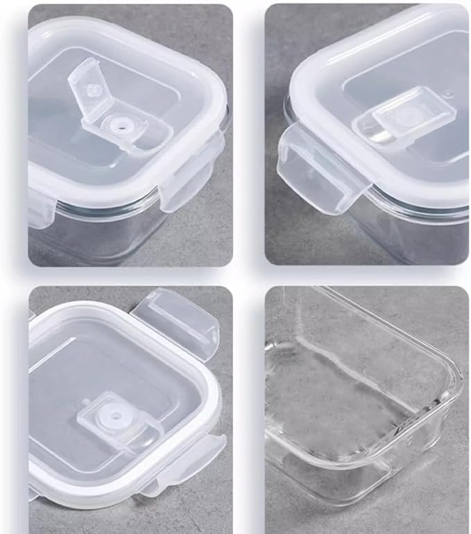 16PC Square Glass Storage Containers With Lids, 2 Cup Glass Food Containers With Lids, Square Meal Prep Bowls, Small Bowls For leftovers, Dishwasher, Freezer Safe (8 lids & 8 Containers)