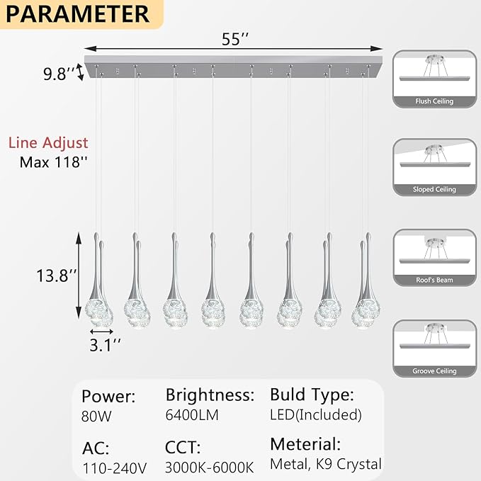 16 Lights Modern Glam Crystal Chandelier for High Ceiling LED Dimmable Pendant Light for Staircase Foyer Enterway Living Room Chandelier Lighting Silver