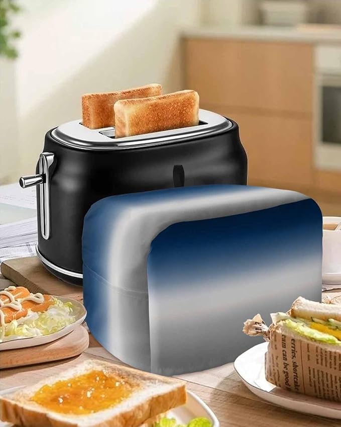 Toaster Cover 4 Slice Blue Grey Ombre Toaster Oven Cover with Pockets Gradient Gradual Color Dustproof Bakeware Protector Small Kitchen Appliance Dust Covers and Fingerprint Protection for Women