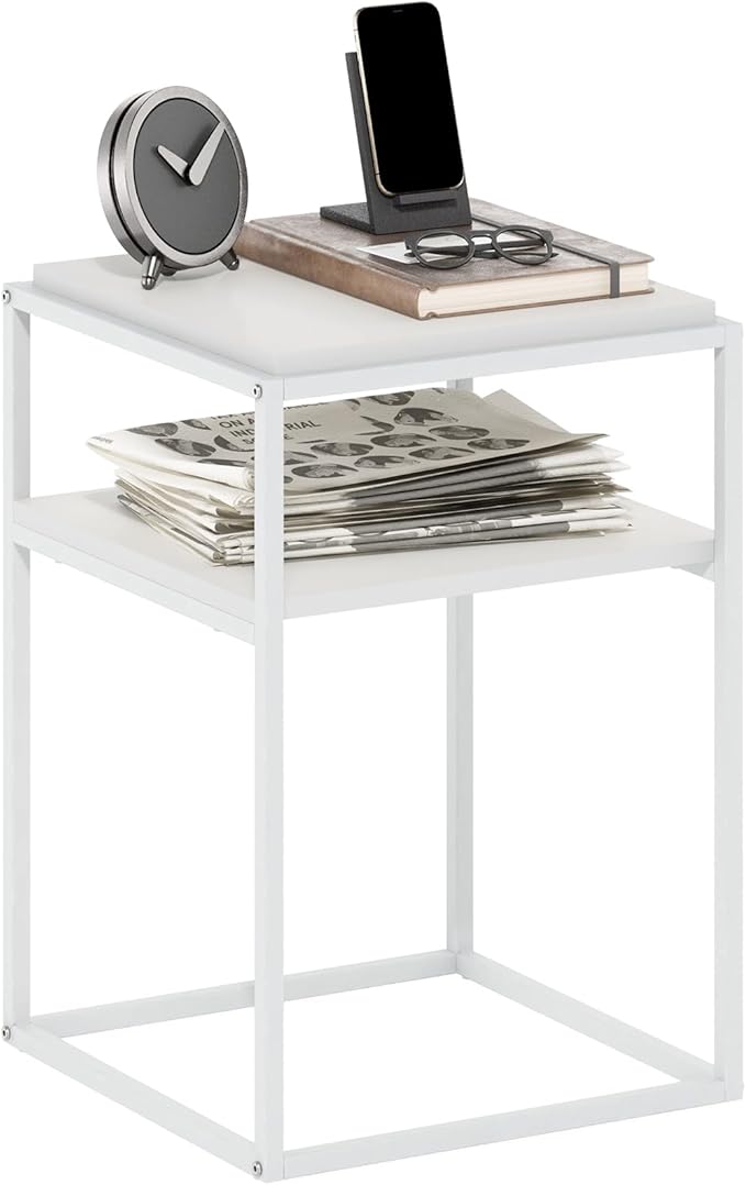 Furinno Moretti Modern Lifestyle Stackable Shelf, 2-Tier, Solid White/White