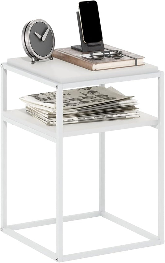 Furinno Moretti Modern Lifestyle Stackable Shelf, 2-Tier, Solid White/White