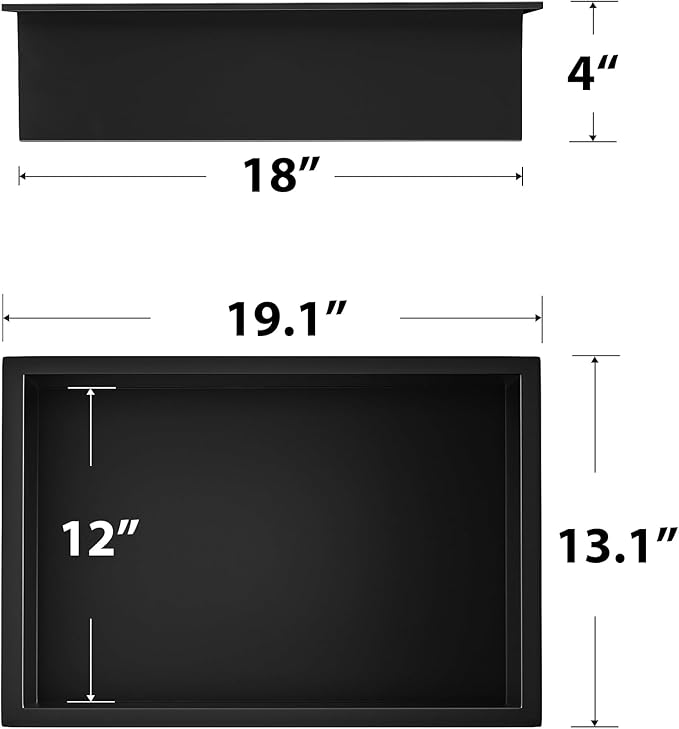 Stainless Steel Shower Niche 18" X 12", No Tile Needed Wall Niche, Recessed Shower Shelf for Bathroom Storage, Matte Black
