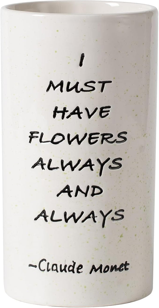 Ceramic Vase 8.27 Inches H, Flower Vase for Home Decor I Must Have Flowers Always and Always White Vase for Bohemian Decor, Pampas Vase