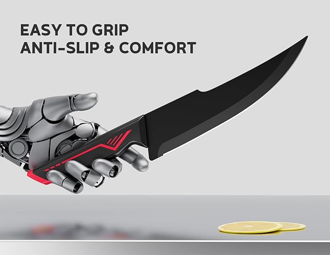 Knife Set - 15 PCS Kitchen Knife Set with Built-in Knife Sharpener Block - Stainless Steel Knife Block Set - Dishwasher Safe, Elegant Box for Men Women, Red