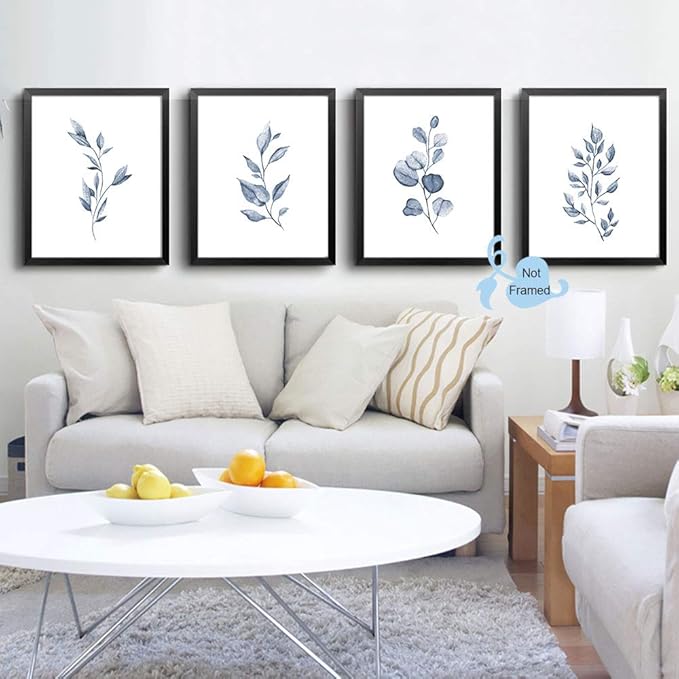 XUOIAYNB Watercolor Minimalist Leaves Wall Art Print- Living Room or Bedroom Decor, Modern Botanical Plant Canvas Print (Set of 6), Unframed, 8X10 inch 2