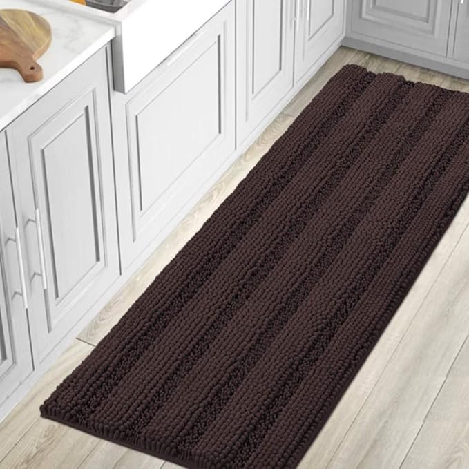 H.VERSAILTEX Bathroom Rugs Bath Mat Runner Rug Non Slip Kitchen Rug Extra Long Bath Rug Runners Oversized 59" x 20" Absorbent Washable Dry Fast Plush Area Rug for Bathroom/Bedroom - Chocolate