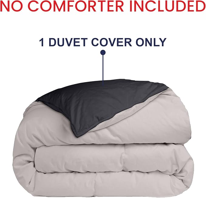 Kotton Culture 1 Pc Custom Size Duvet Cover Only -100% Egyptian Cotton Sateen 600 Thread Count Ultra Soft Premium Durable Comforter Cover Zipper Closure & Corner Ties (Blended Grey, Custom)