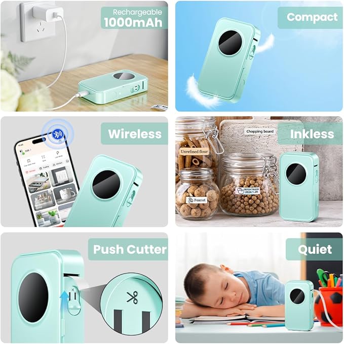 Phomemo Label Maker Machine with Tape, D35 Portable Bluetooth Handheld Label Printer Wireless Mini Labels Maker, Easy to Use with Smartphone Small Sticker Labeler Rechargeable for Home Office organize