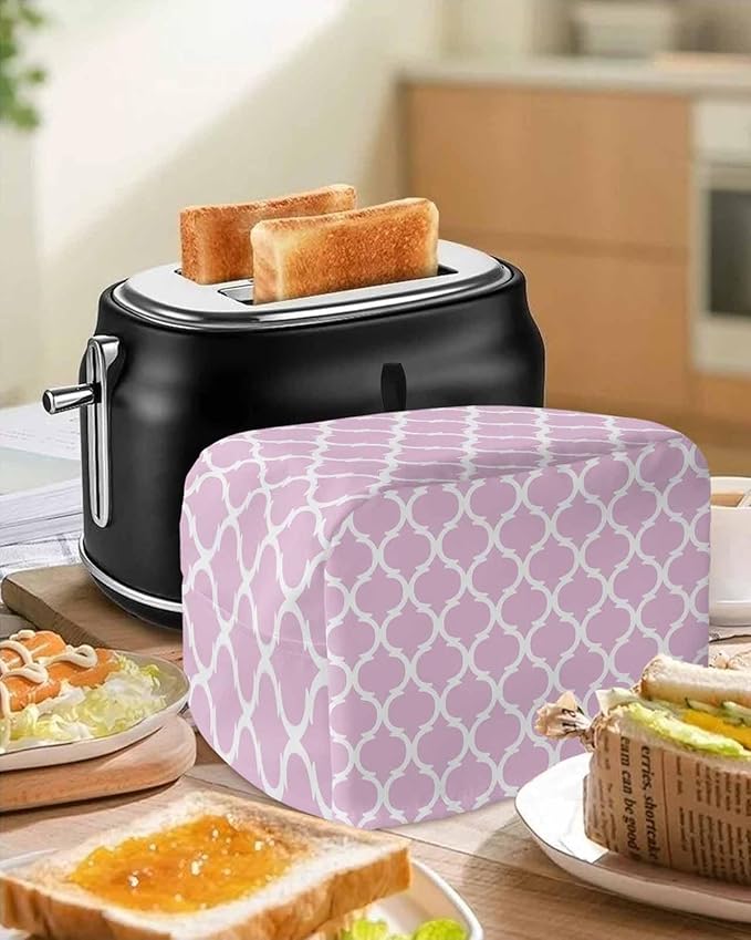 Toaster Cover 2 Slice Geometric Pattern Trellis Toaster Oven Cover with Pockets Morocco Style Pink Dustproof Bakeware Protector Small Kitchen Appliance Dust Covers and Fingerprint Protection for Women