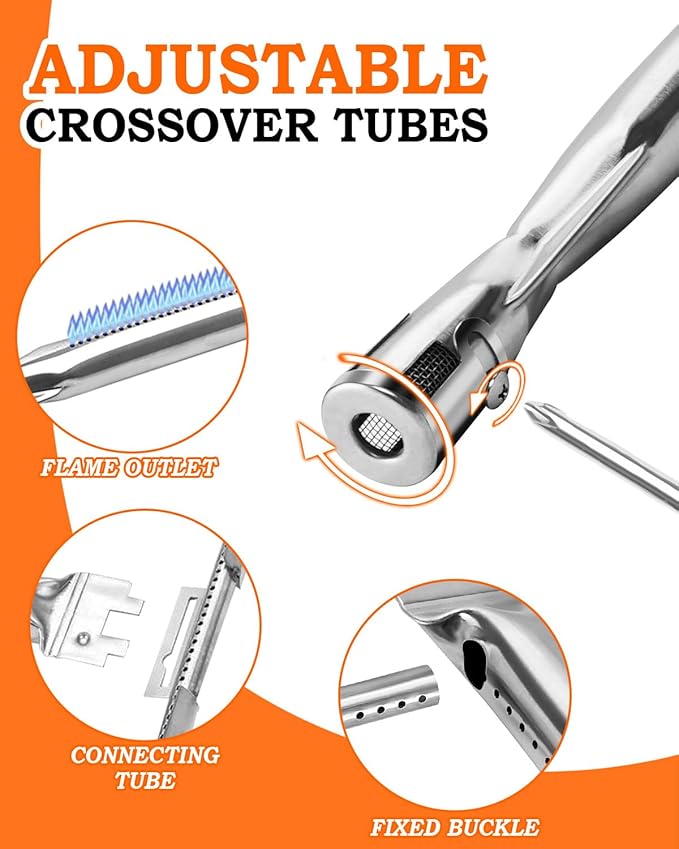 Flavorizer Bars 15.3 inch and Grill Burner Replacement for Weber Spirit 300 & Spirit II 300 Series Grills Parts Spirit 310, Spirit II 320 330 Grill Parts, Burner Tube Kit for Weber 7636 69787