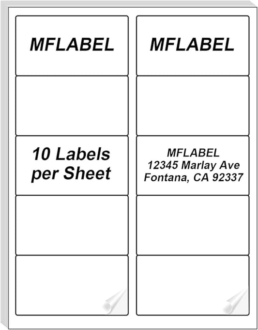 MFLABEL 2x4 Shipping Address Labels, 10-UP, 40000 Count, 4000 Sheets for Printer, Internet Mailing, FBA Stickers 2" x 4" for Laser/Inkjet Printer