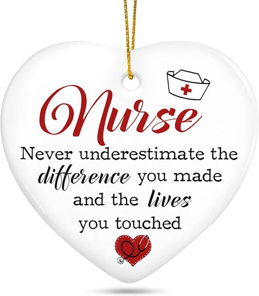 GEEMBI Christmas Nurse Gifts for Women - Ceramic Christmas Ornaments 2025 for Tree Decorations - RN LPN Appreciation Thank You Gifts for Nurses Female, Nurse Gift, Inspirational Gift for Nurses Female