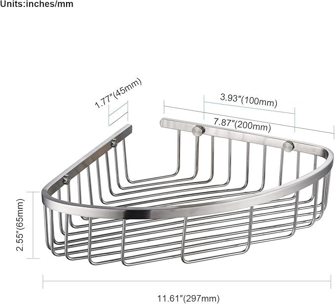 Bathroom Shower Caddy Corner Shelf, Corner-Hollow Design, Ultra Sturdy Rust-Proof Stainless Steel Shelf Organizer Shampoo Holder, Wall Mounted Storage Rack for Bathroom, Brushed Nickel