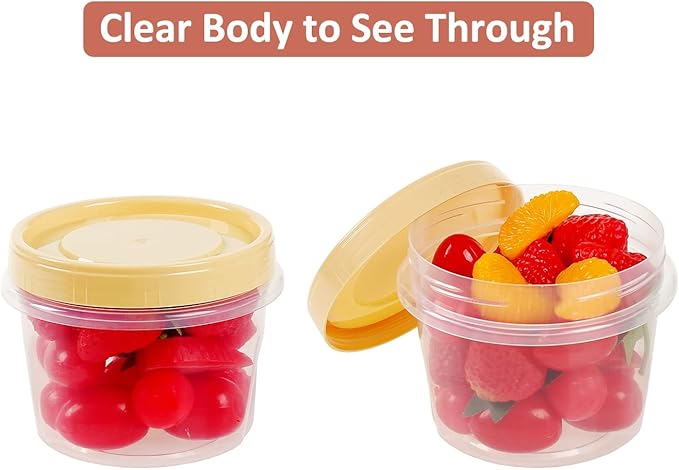 Screw Top Containers for Food 16 Oz, 20 Pack, 2 Cup Storage Containers with Lid, Reusable Twist Top Containers Twist Lock Stackable Round Twist Cap Plastic Freezer Container for Soup, 5-Color