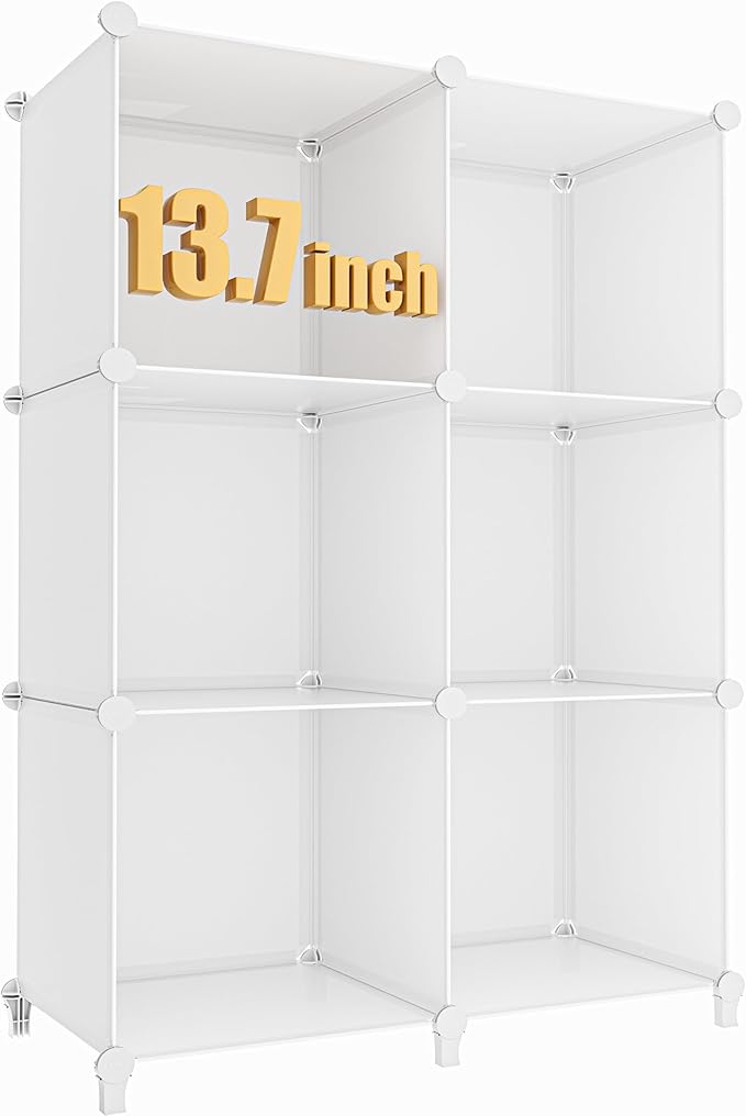 HOMIDEC XLarge Cube Storage Organizer,13.7 Inch Closet Organizer Storage Cabinet Shelf Bookshelf with Metal Hammer, Storage Cubes Organizers Cabinet for Kids, Closet, Bedroom, Bathroom White
