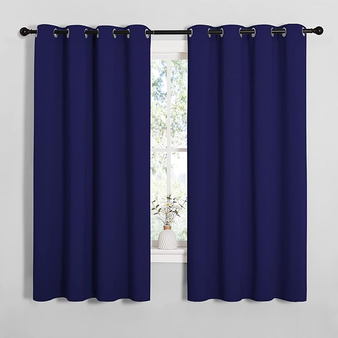 NICETOWN Blackout Draperies Curtains, All Season Thermal Insulated Solid Grommet Top Blackout Curtains/Drapes for Kid's Room (Royal Blue, 1 Pair, 55 x 68 inches)