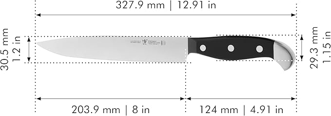 HENCKELS Statement Razor-Sharp 8-inch Slicing Knife, German Engineered Informed by 100+ Years of Mastery, Black/Stainless Steel