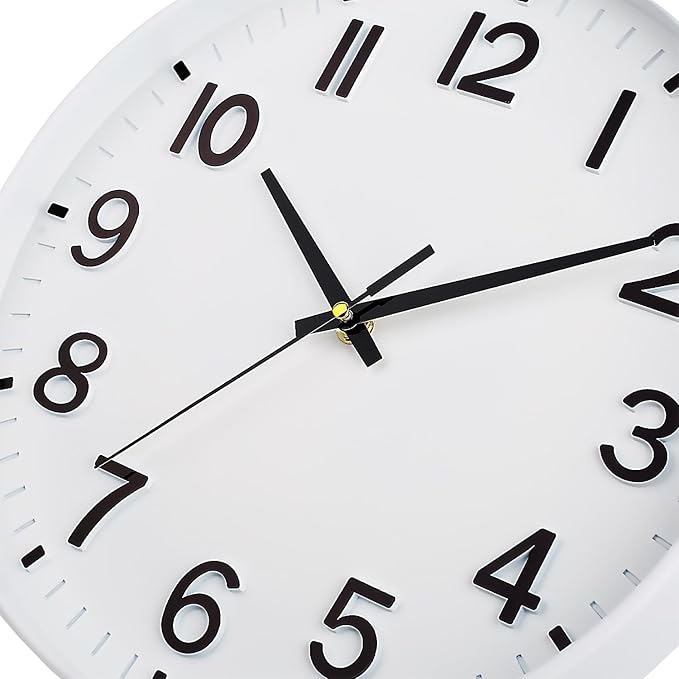 HZDHCLH White Wall Clocks Battery Operated 12 inch Silent Non Ticking Modern Wall Clock for Living Room Bedroom Kitchen Office Decor