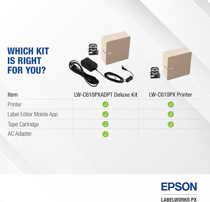 LABELWORKS Epson LW-C610PX Premium Portable Bluetooth Label Machine Printer – Create Sticker Labels for Organization, Small Business, Designer Tape Supported, App Compatible