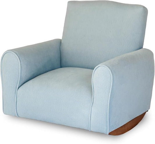 Kid Rocking Chair for Toddlers, Child Chair for Little Kids, Upholstered Toddler Armchair for Children, Comfy and Cute Little Kid Chairs (Rockers, Light Blue)